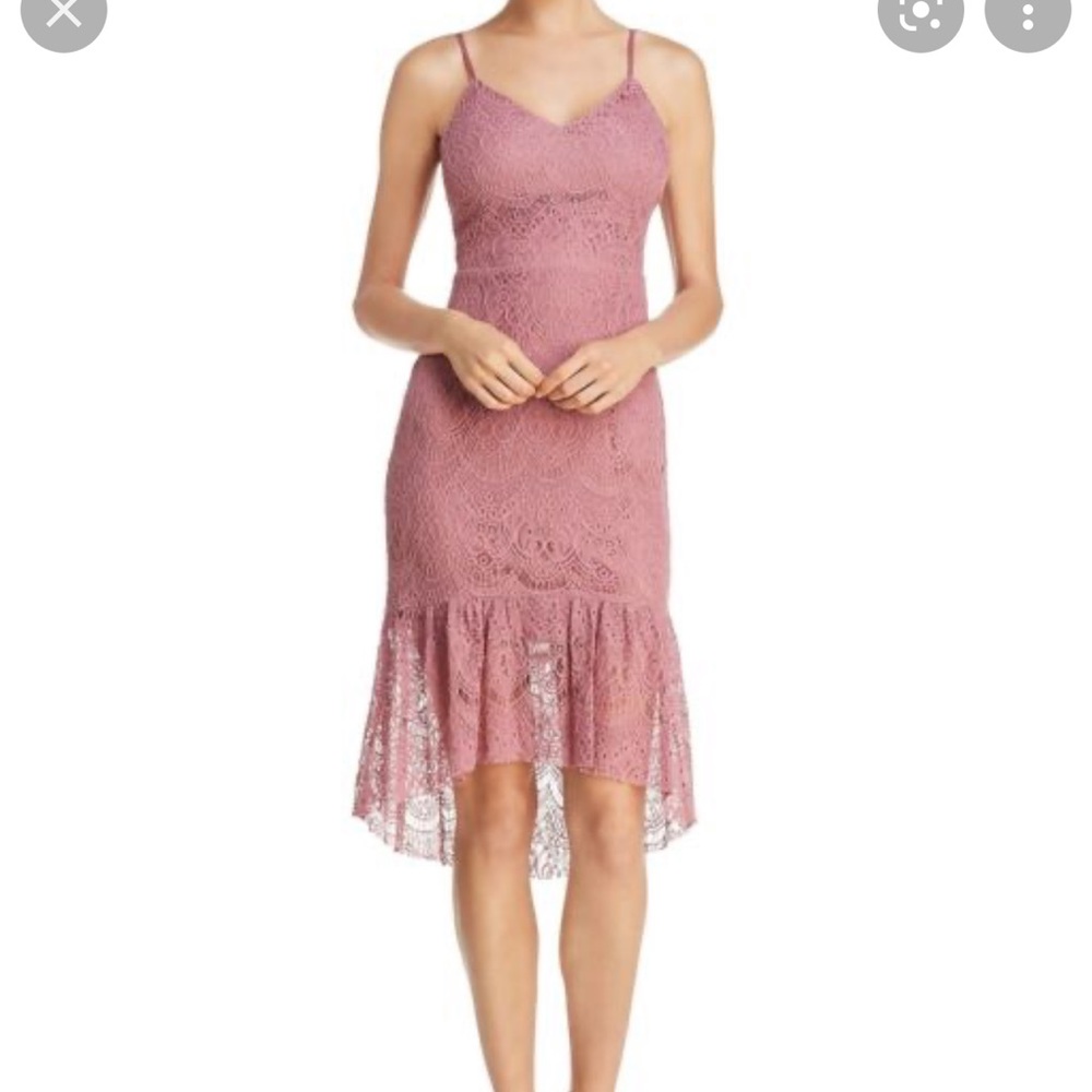 Aqua pink lace midi party dress